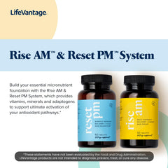 LifeVantage Reset PM bottle in a cozy bedroom setting