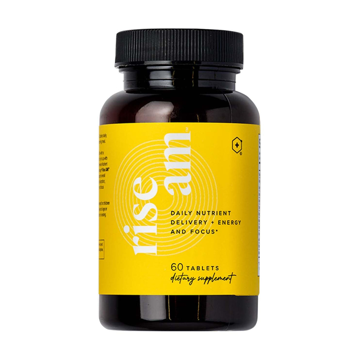 LifeVantage Rise AM vanilla-coated tablet bottle for steady morning energy.