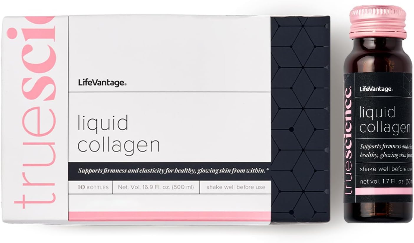 LifeVantage TrueScience liquid collagen bottle in appleberry flavor for radiant skin support