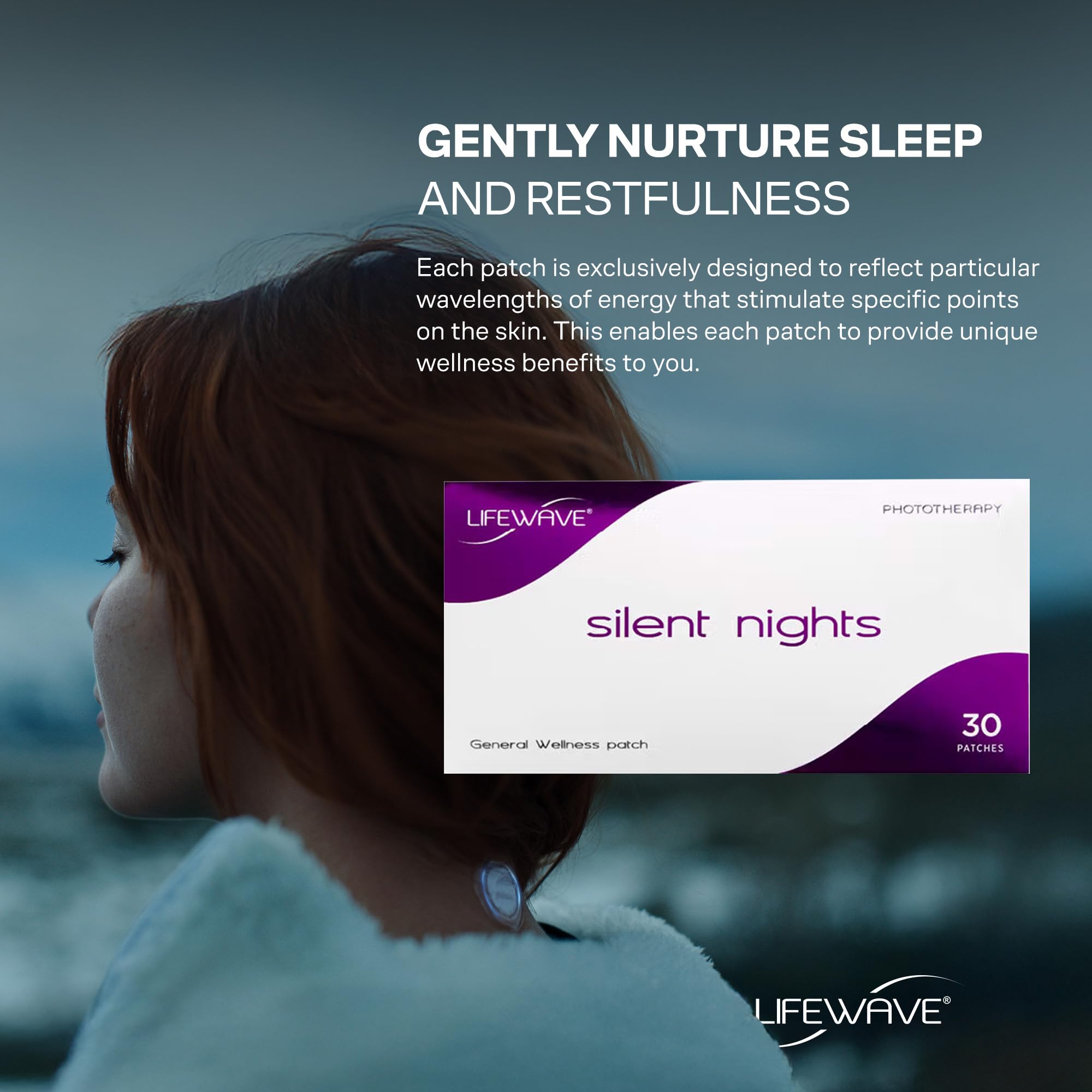 LifeWave evening routine with hydration reminder, supporting comfortable nights.
