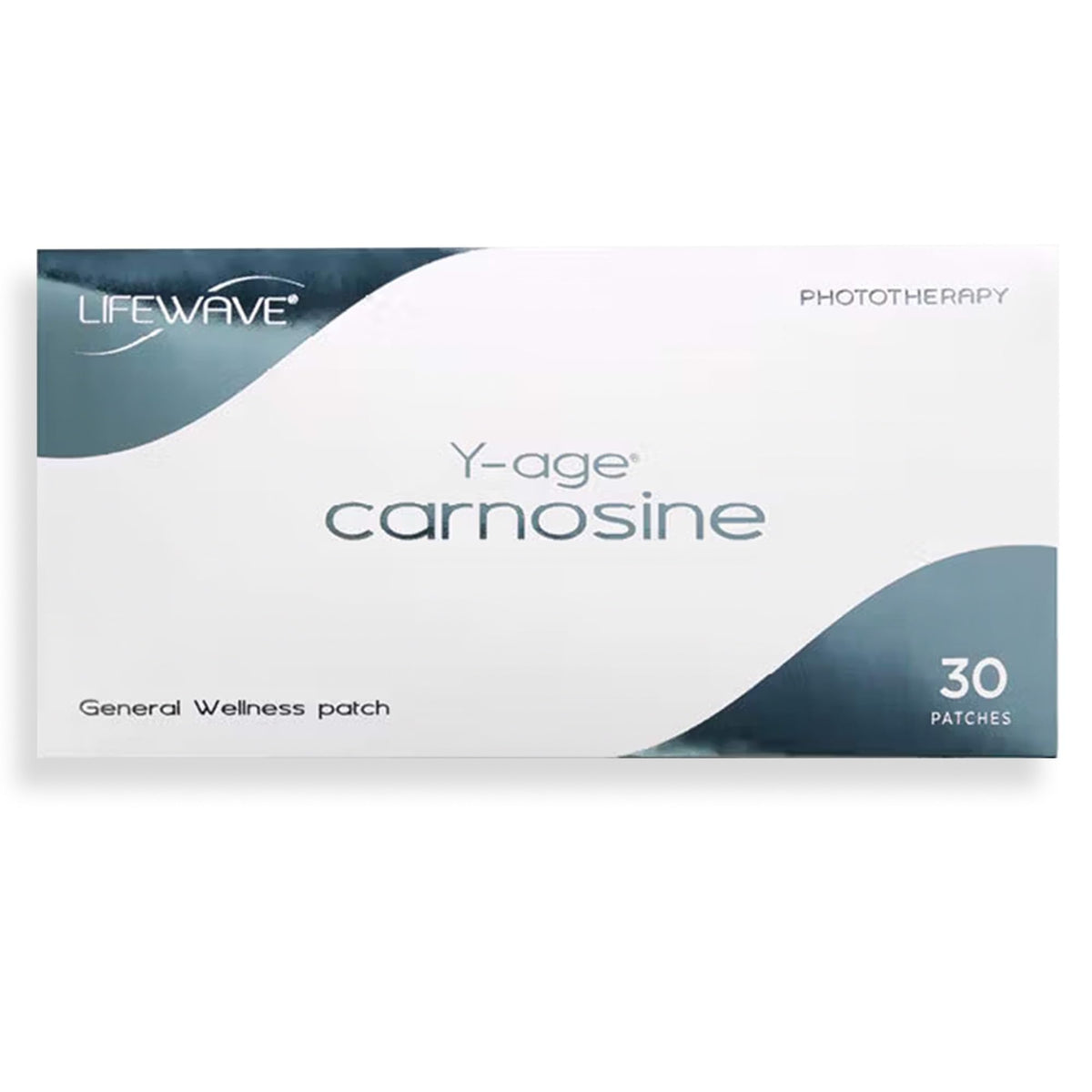 LifeWave Y-Age Carnosine patches pack front, ready for daily active wellness.