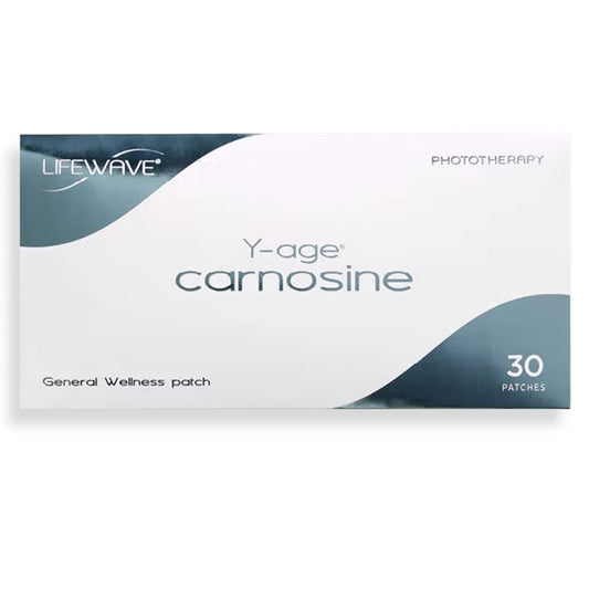 LifeWave Y-Age Carnosine patches pack front, ready for daily active wellness.