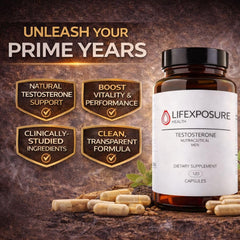 Lifexposure Health PrimaVie Shilajit capsules highlighting lean muscle support
