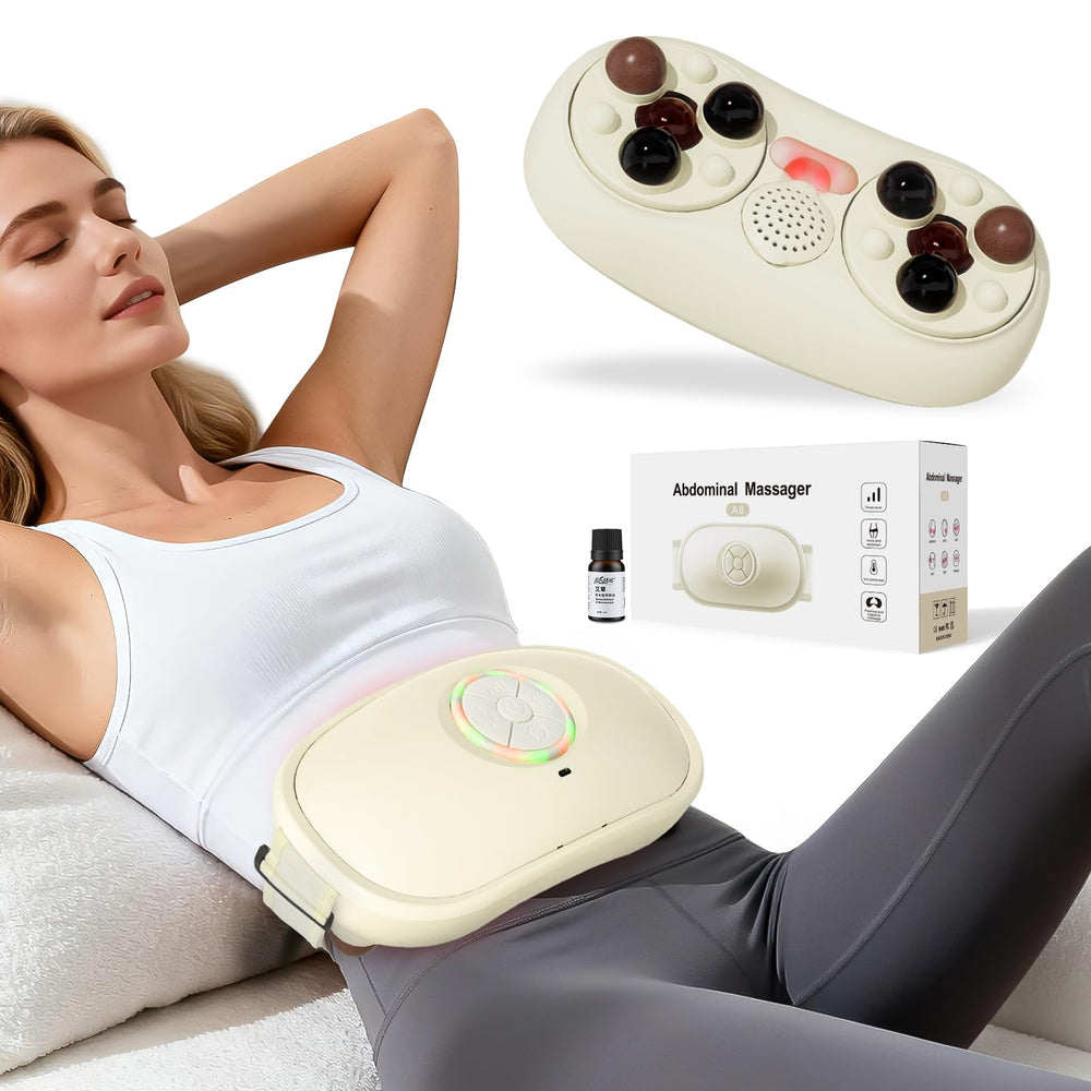 Lifiora electric abdominal massager, front view, for focused abdominal relief and comfort.