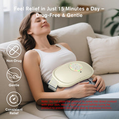 Lifiora electric abdominal massager with heat function for soothing warmth and comfort.