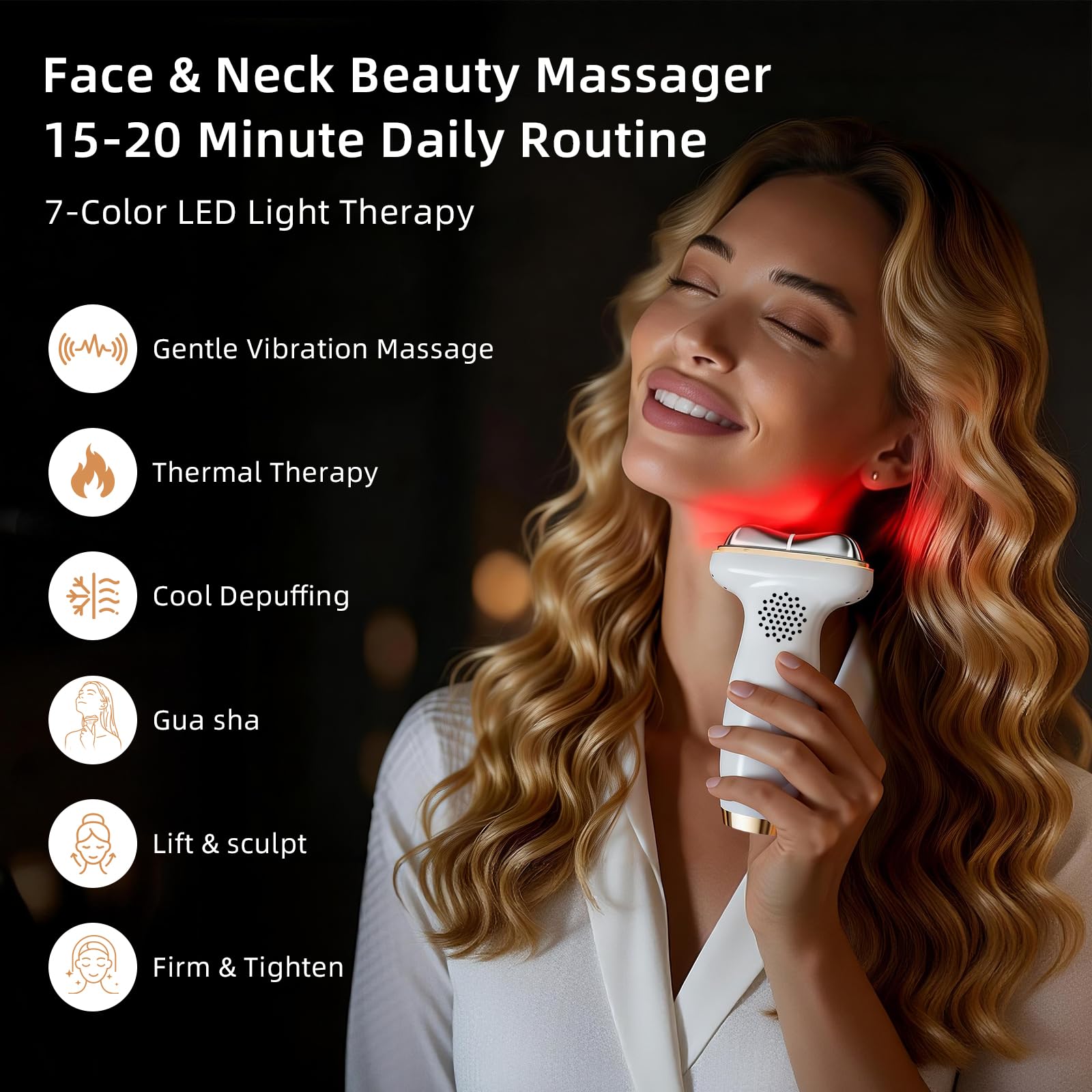 Lifiora microcurrent facial device delivering gentle pulses for firmer-looking skin.