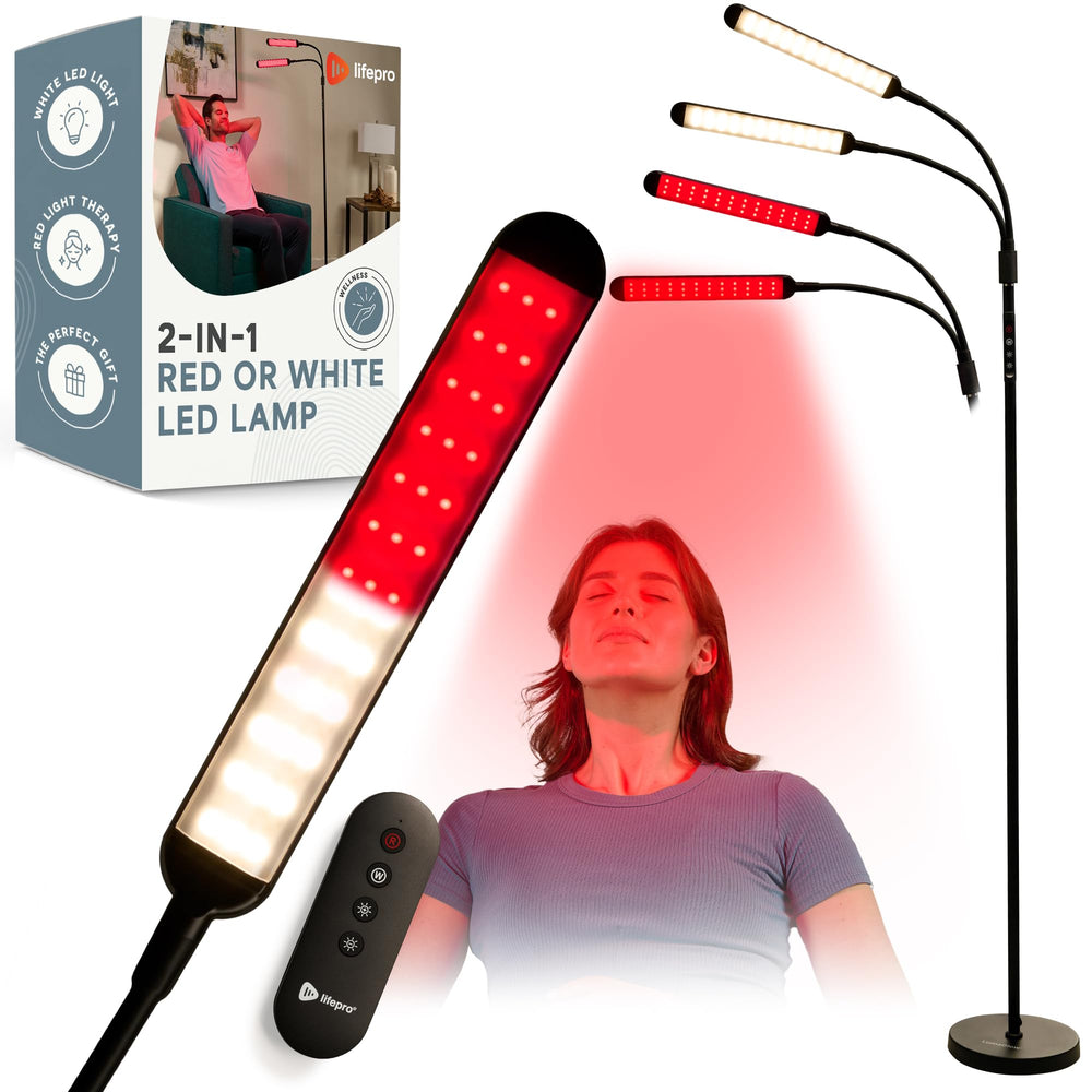 LifePro Lumaglow front view showing dual-head lamp for at-home wellness sessions