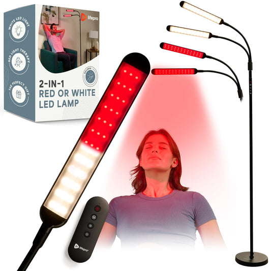 LifePro Lumaglow front view showing dual-head lamp for at-home wellness sessions