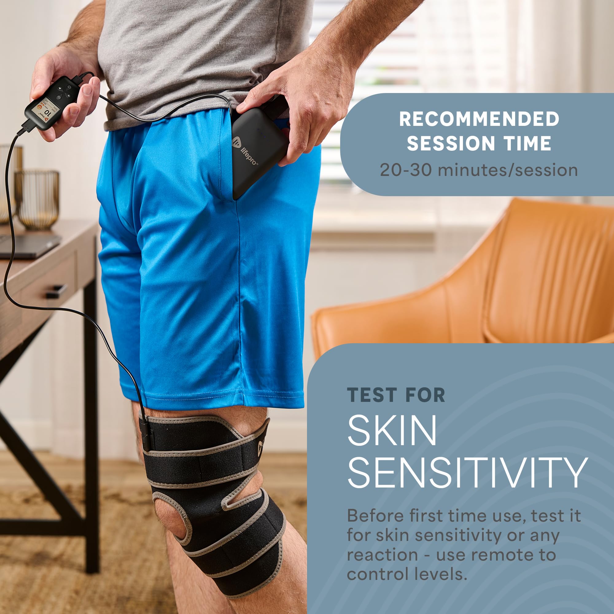 LifePro red light knee brace back view highlighting adjustable fit