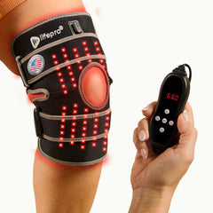 LifePro red light knee brace front view with dual LEDs for joint comfort