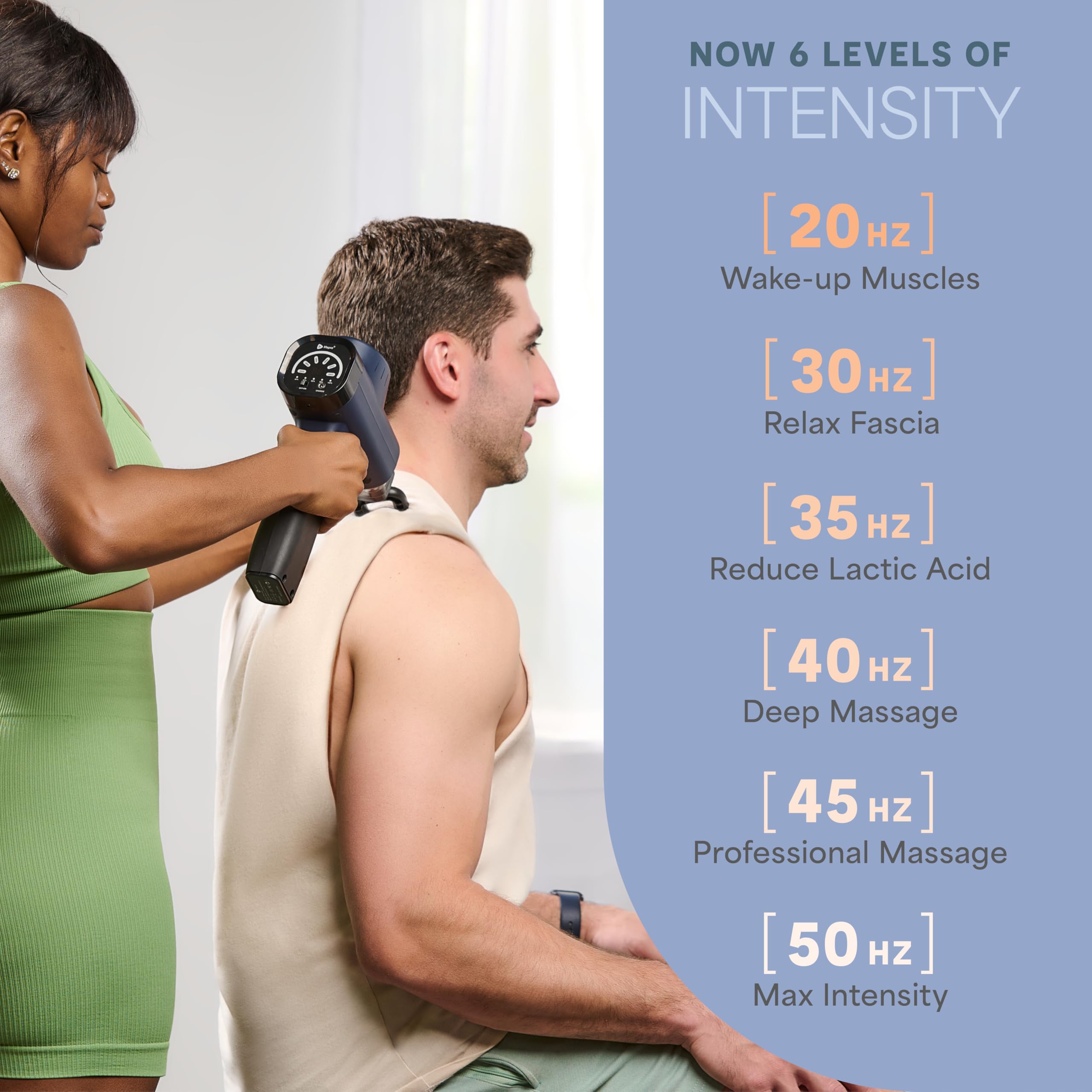 LifePro Sonic massage gun head traps relieves upper back tension after workouts