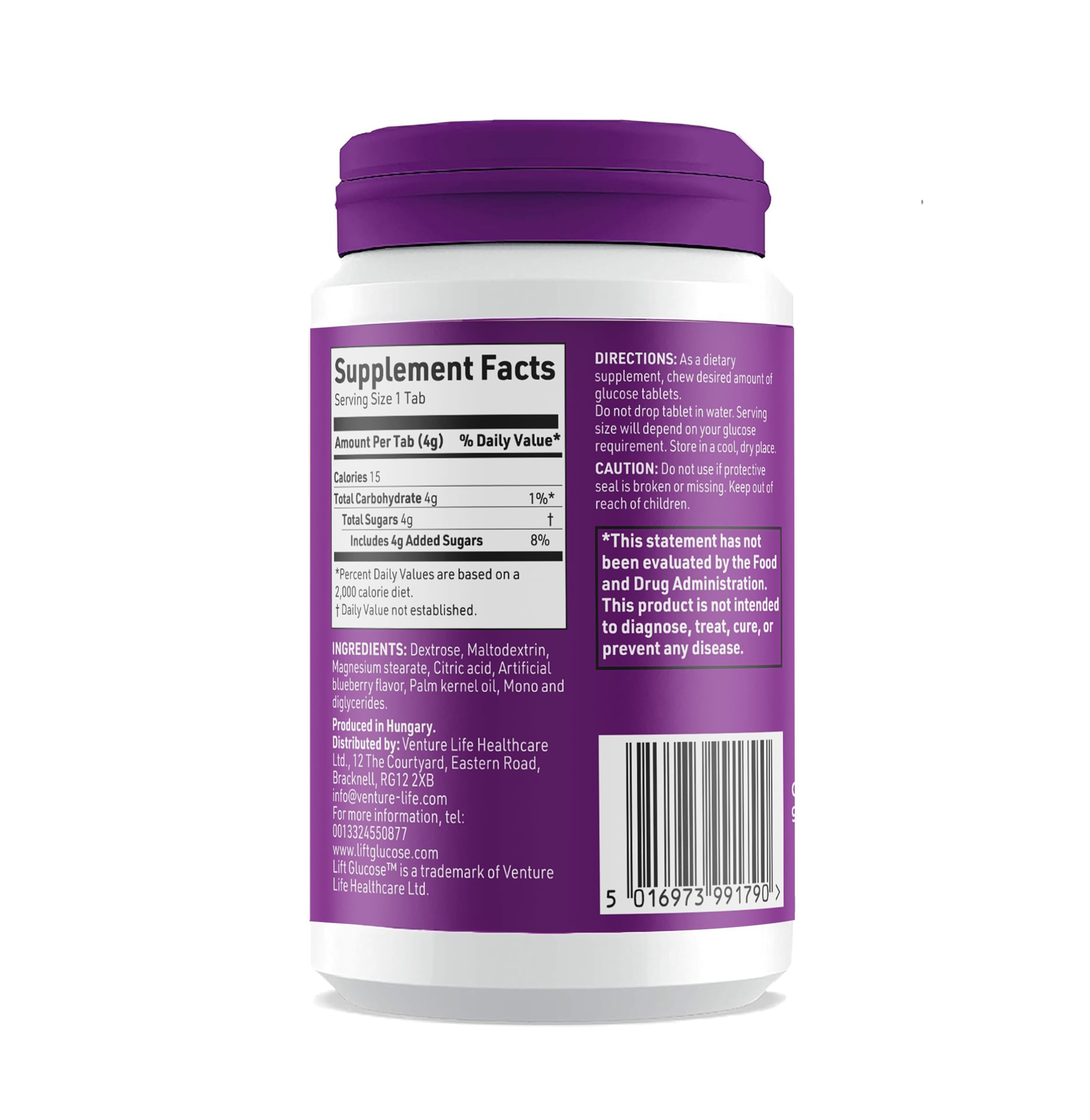Lift Glucose vegan gluten-free badge on packaging.