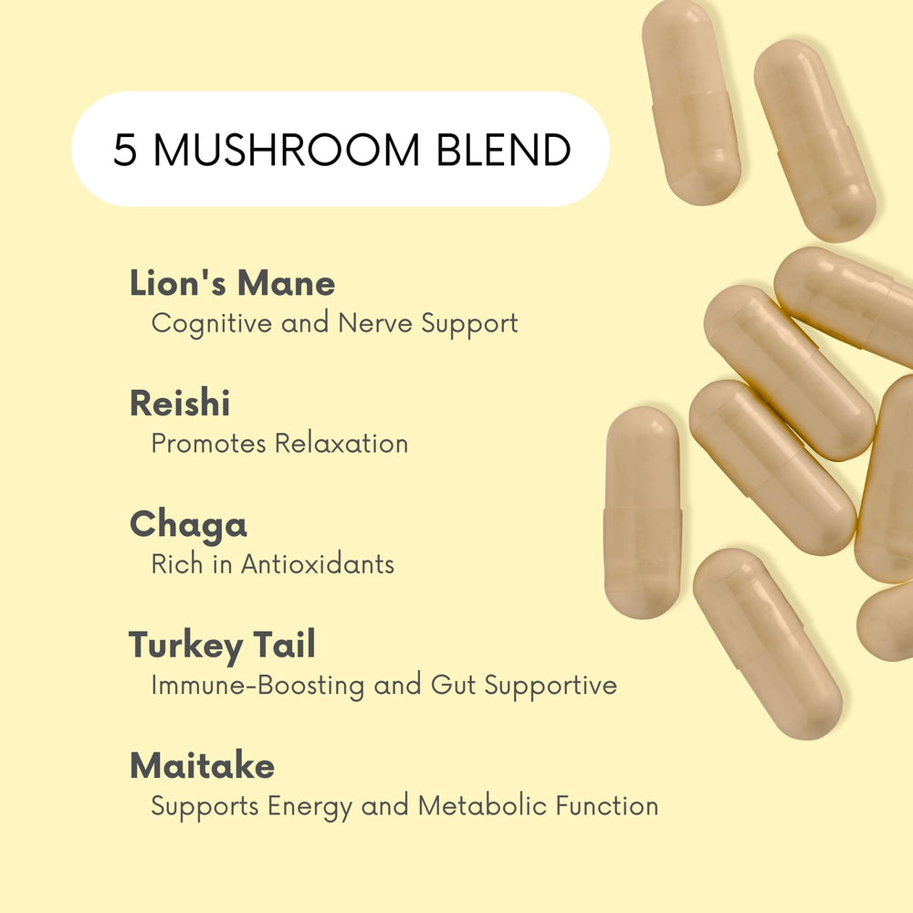 Lifted Naturals Mood Mushrooms label close-up, highlights mushroom blend.
