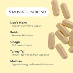 Lifted Naturals Mood Mushrooms label close-up, highlights mushroom blend.