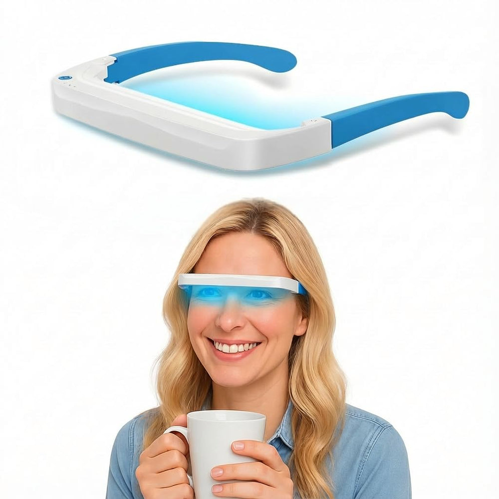 Light Therapy Glasses on the go offer portable energy support during your morning routine.