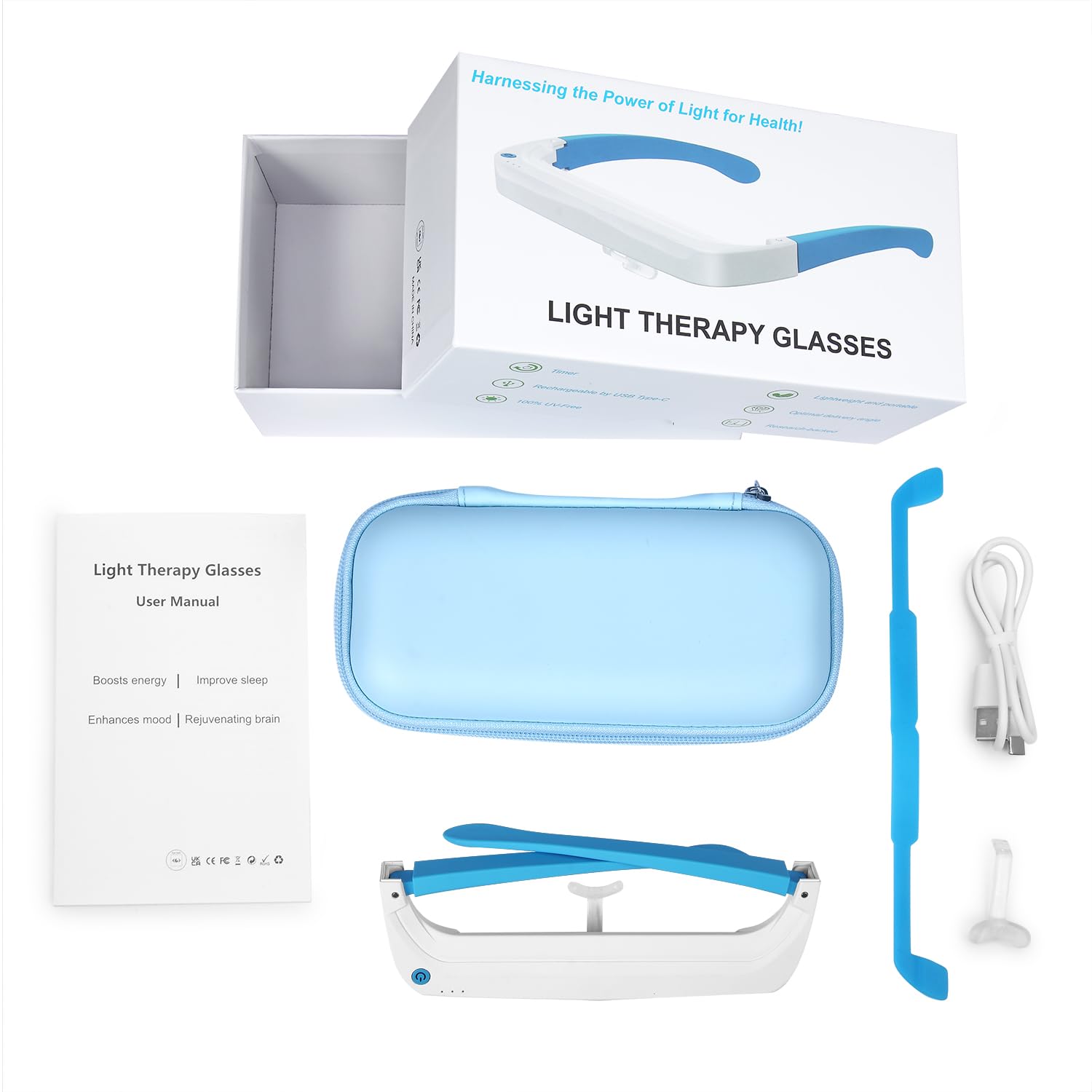Light Therapy Glasses UV-free design protects your eyes.