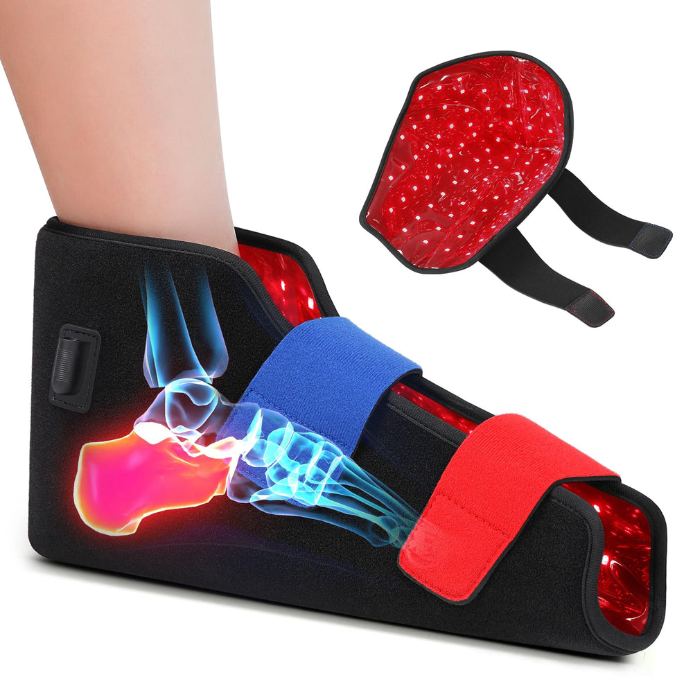 Lightium foot wrap close-up showing red and near‑infrared LEDs for targeted comfort.