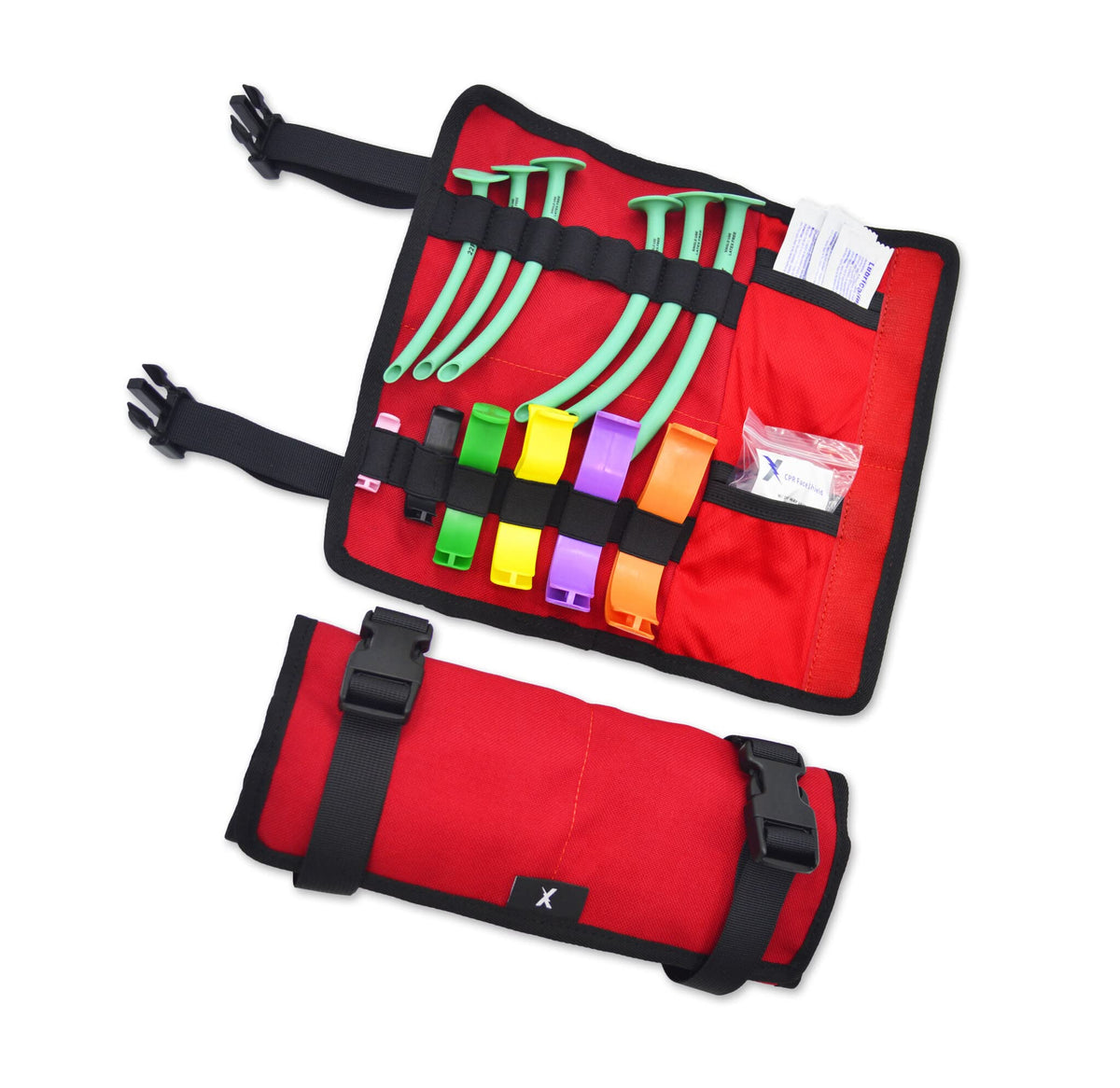 Lightning X Products airway contents with NPA and OPA ready for quick access.