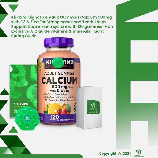 LightSpring Calcium Gummies container front highlighting 500 mg calcium per serving
