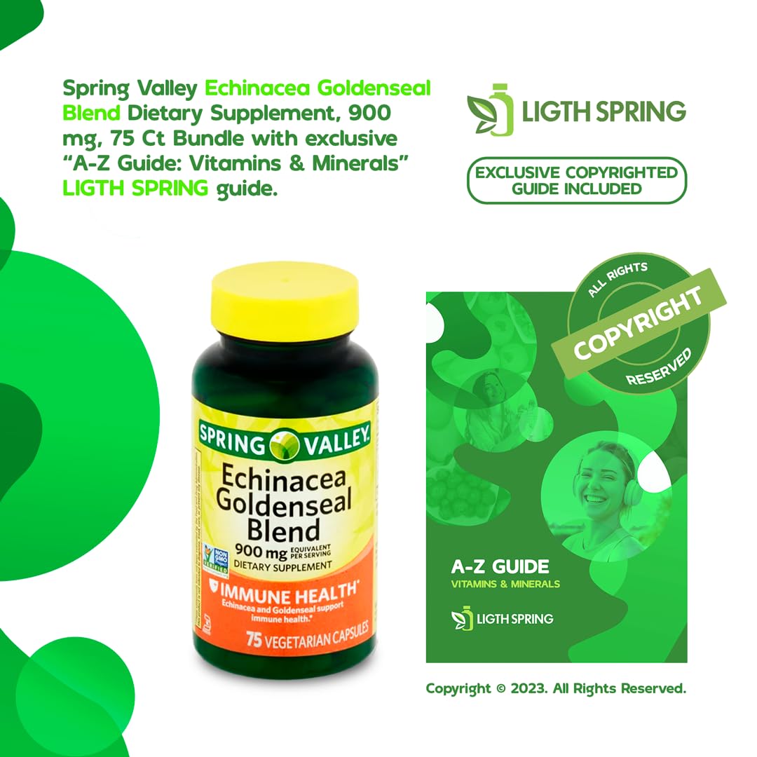 LightSpring Echinacea Goldenseal 900 mg tablet close-up showing plant extracts for daily use.