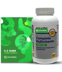 LightSpring Equate 50+ bottle highlights essential vitamins for daily health support.