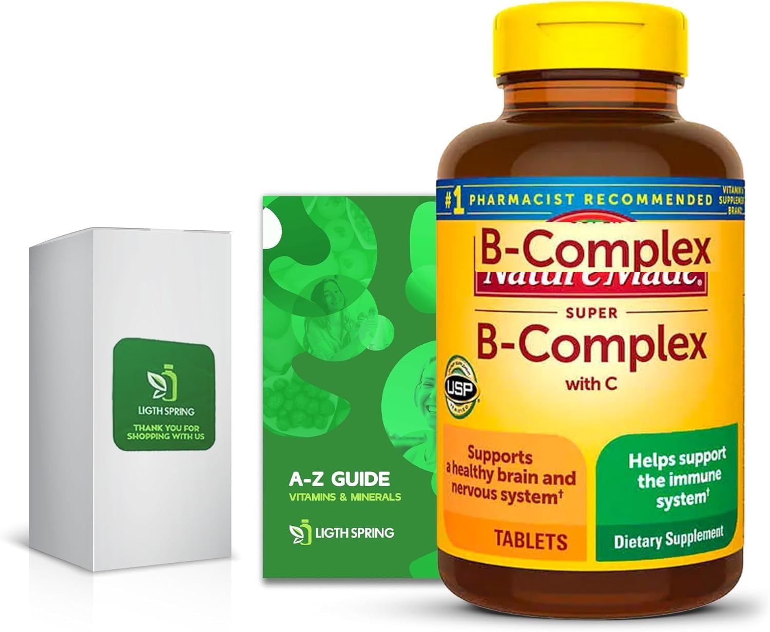 LightSpring Super B Complex bottle on a desk for daily energy support.