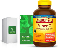 LightSpring Super C bottle front view highlighting vitamin C, D3, and zinc blend for daily wellness.