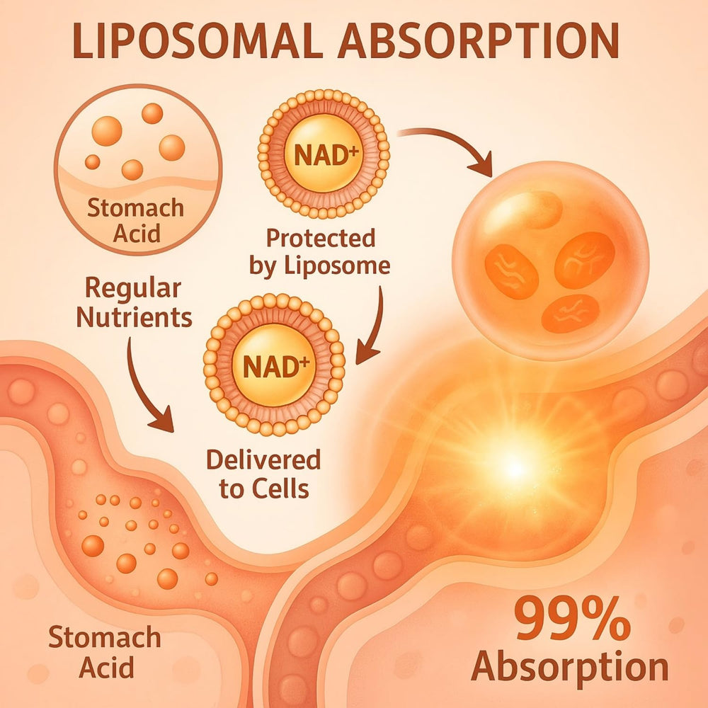 Ligusteri NAD+ capsules ready to swallow for convenient daily energy.
