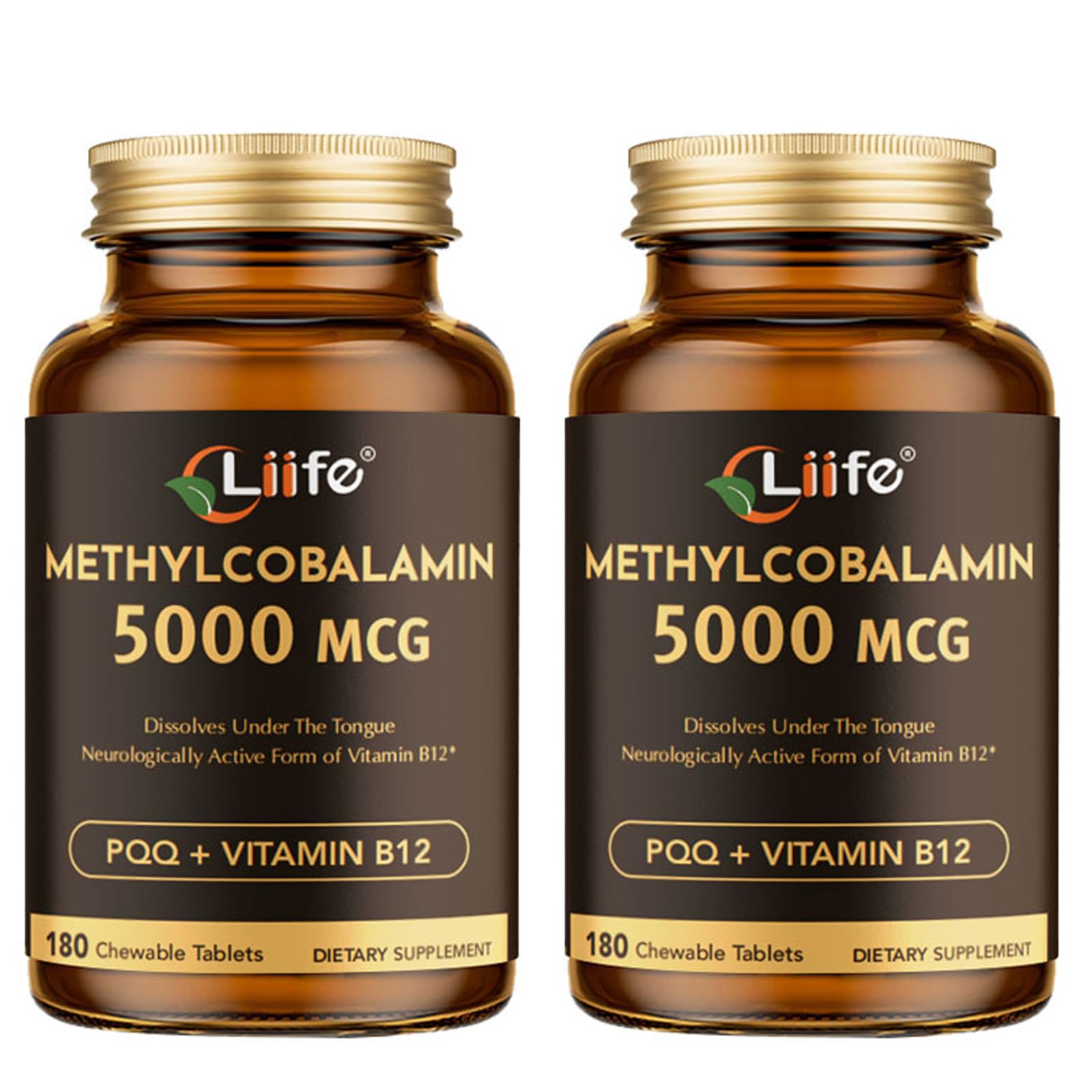 LIIFE B12 methylcobalamin + PQQ tablets bottle for daily energy support.