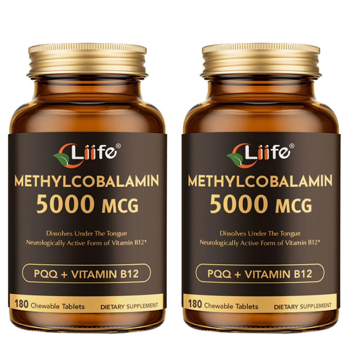 LIIFE B12 methylcobalamin + PQQ tablets bottle for daily energy support.