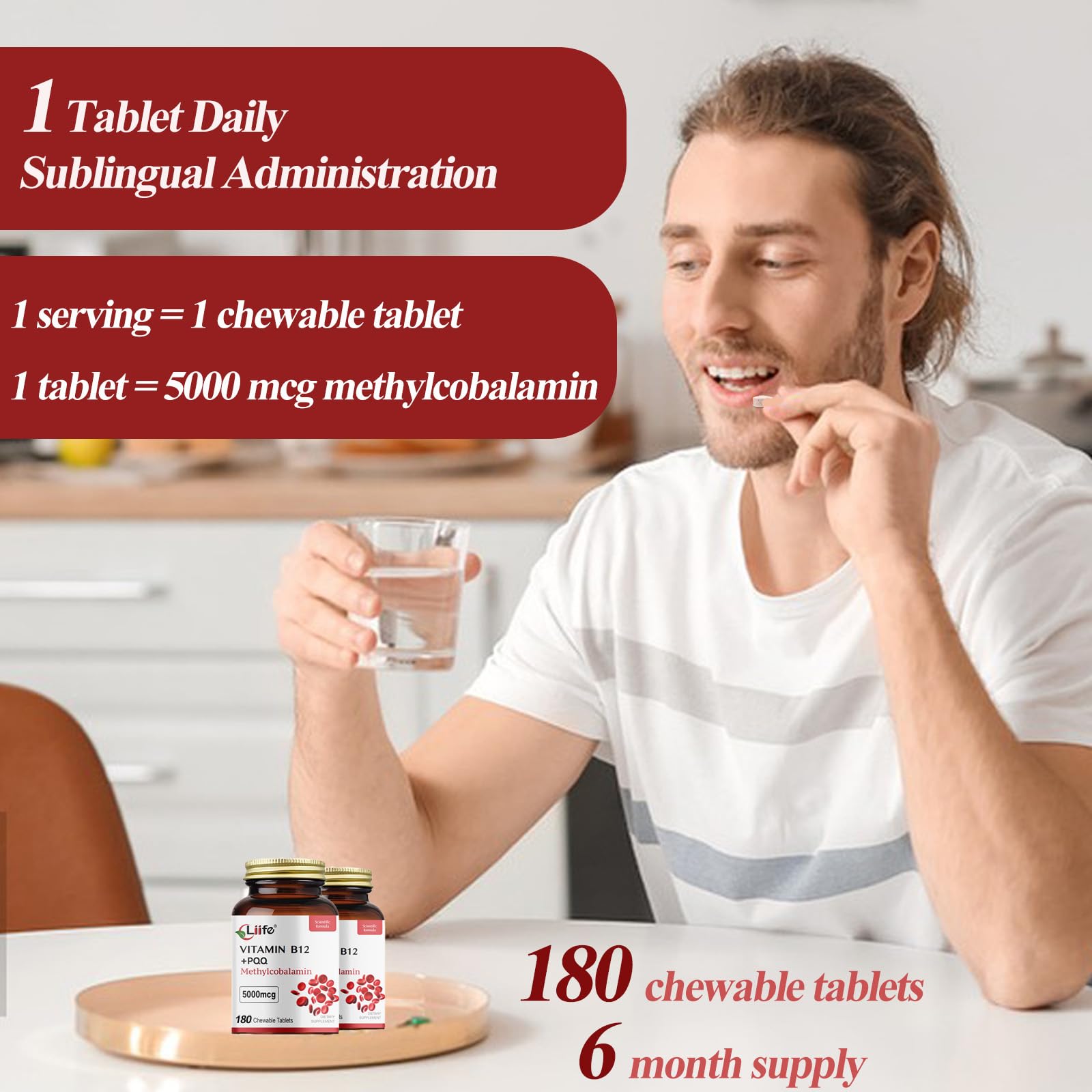 Open LIIFE bottle with tablets indicating accessibility and freshness