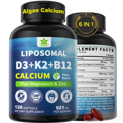 LILICARE 6-in-1 bottle front highlights vegan calcium formula