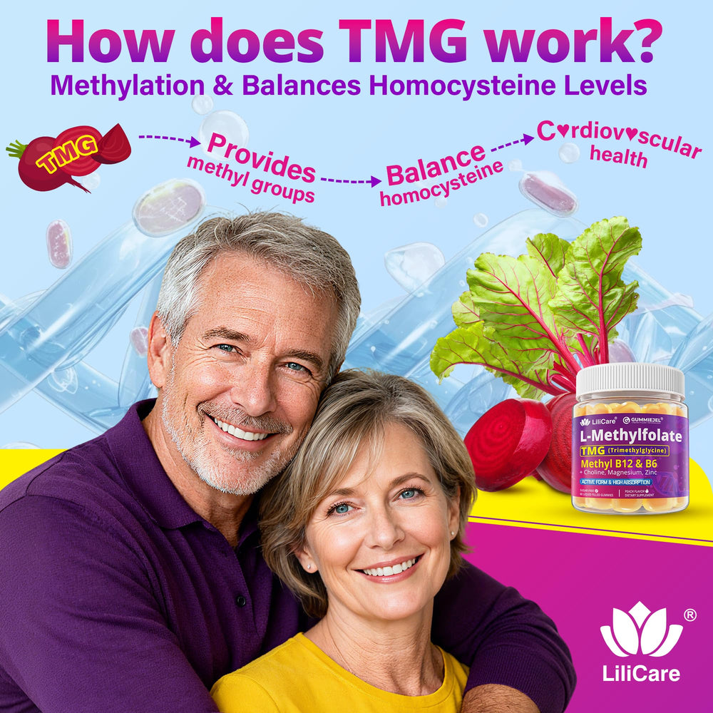 LILICARE bottle label features Active 5-MTHF and B vitamins supporting cognitive health