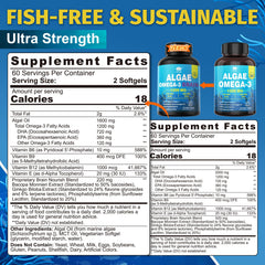 LILICARE algae-oil softgels closeup showing 2:1 DHA to EPA ratio.