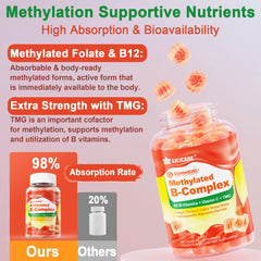 LILICARE B Complex gummies label detail highlighting methylated B vitamins.