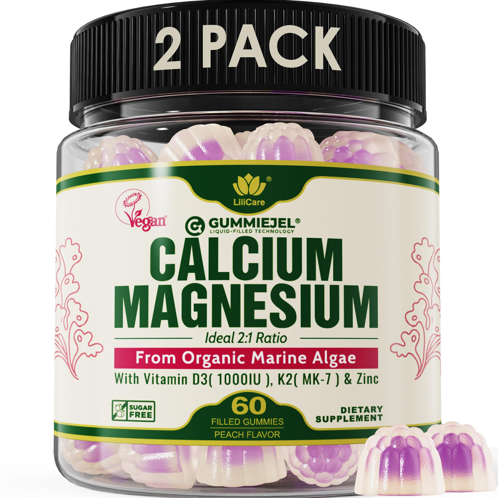 LILICARE calcium gummies bottle front shows vegan bone health option