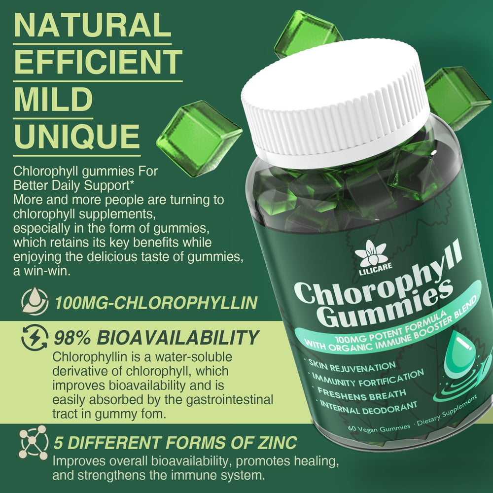 LILICARE Chlorophyll Gummies immune boost supports daily resilience with zinc and antioxidants.