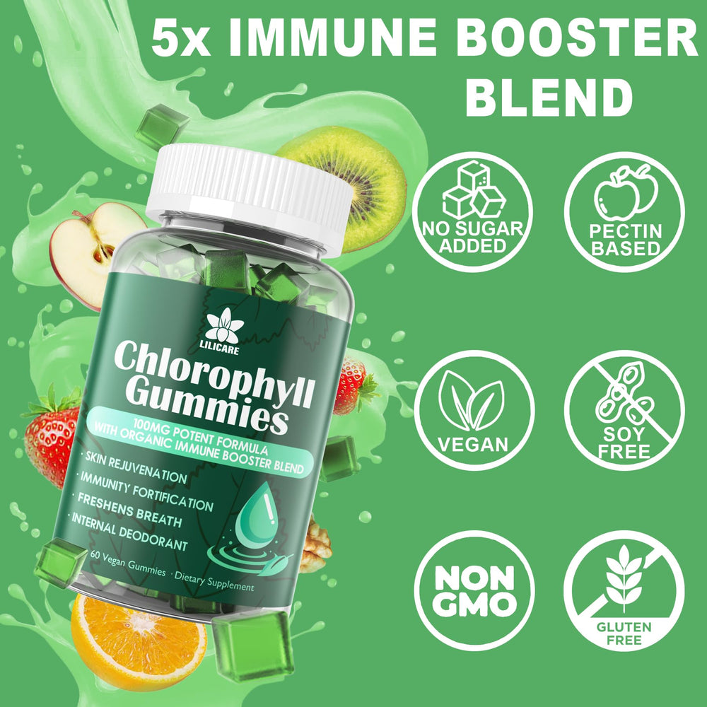 LILICARE Chlorophyll Gummies Mulberry leaves and sea moss provide nutrient-rich goodness.