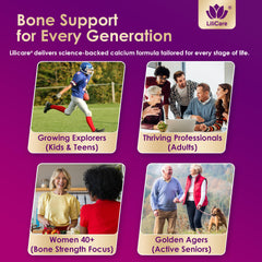 LILICARE vitamin D3 K2 label emphasizes targeted calcium use