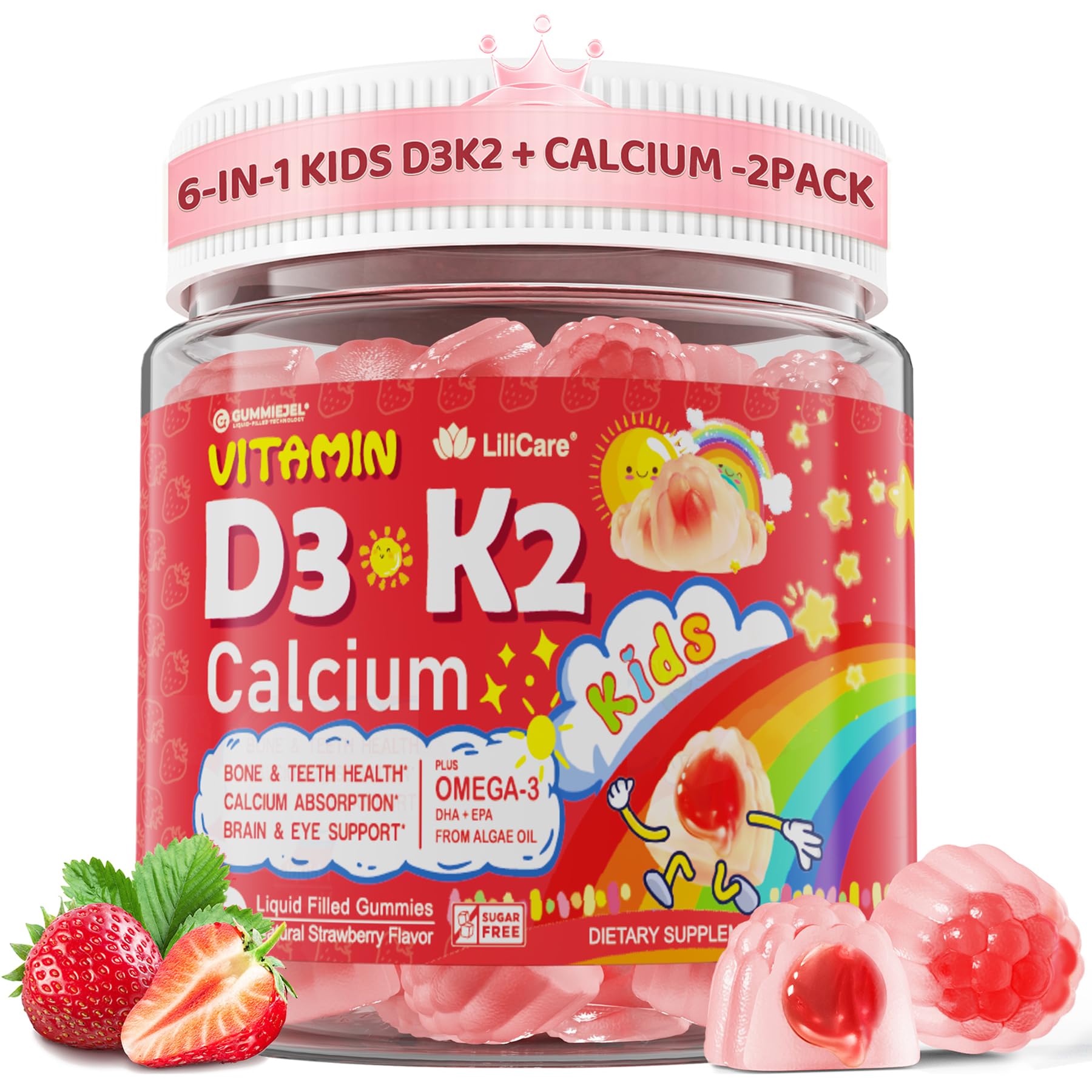 LILICARE D3K2 gummies bottle with 6-in-1 nutrients for kids