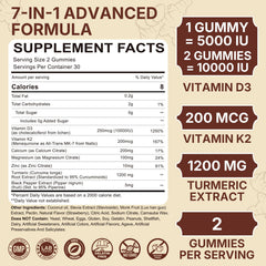 LILICARE gummy bottle label highlighting D3 and K2 turmeric benefits