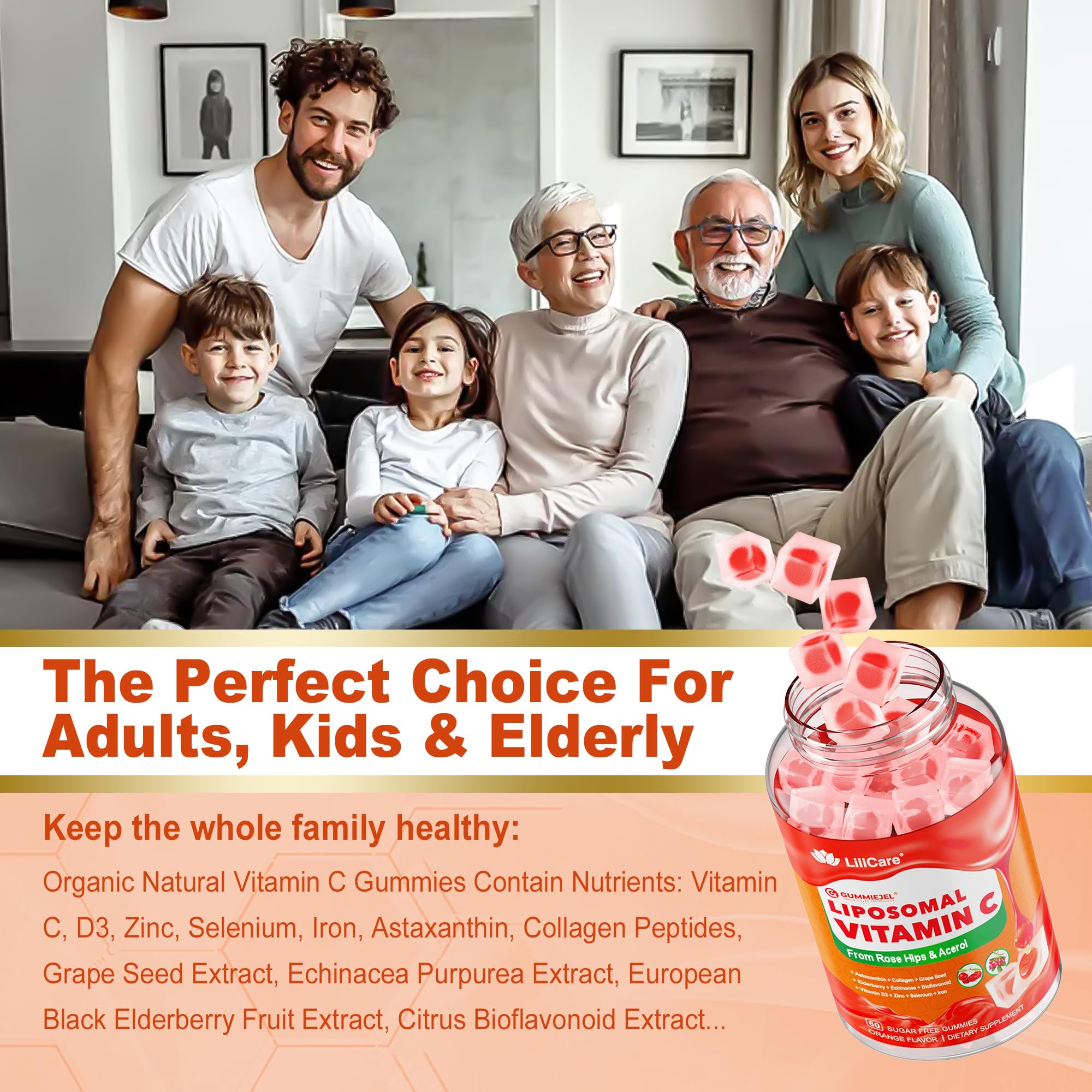 LILICARE family-friendly gummies suitable for adults and kids 9+.