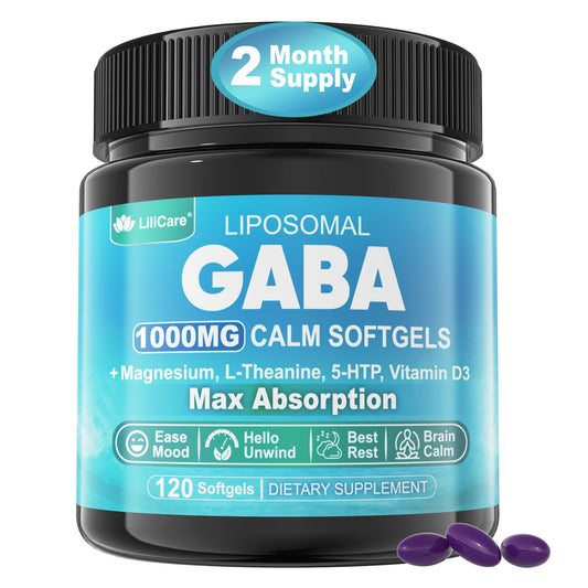 LILICARE GABA bottle with softgels for daily calm and balanced mood.