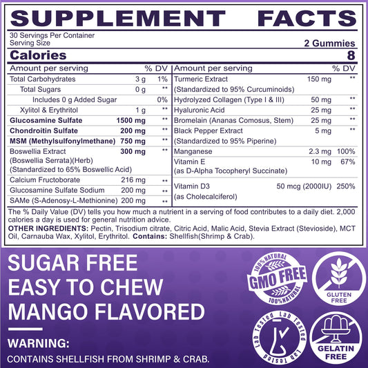 LILICARE gummies mango serving on a white surface for daily joint support
