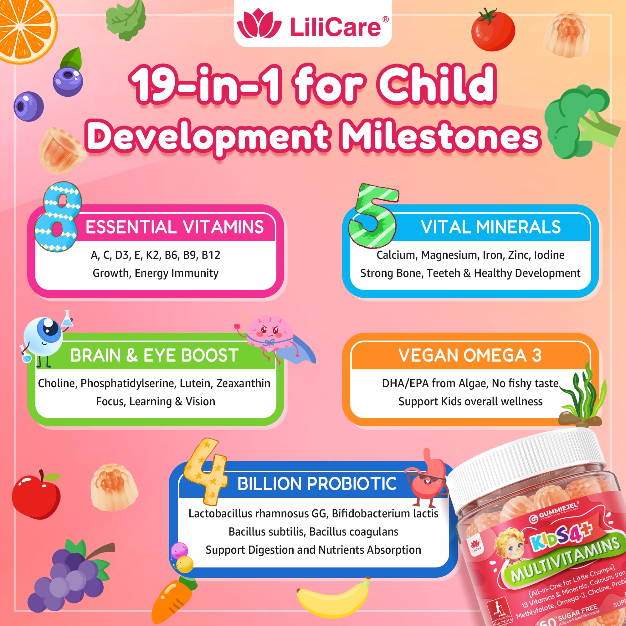 Sugar-free pectin-based gummies from LILICARE for a chewy, healthy snack.