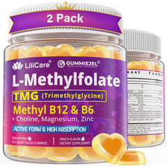 LILICARE L-MethylFolate gummies bottle front highlighting methylated B complex for daily wellness
