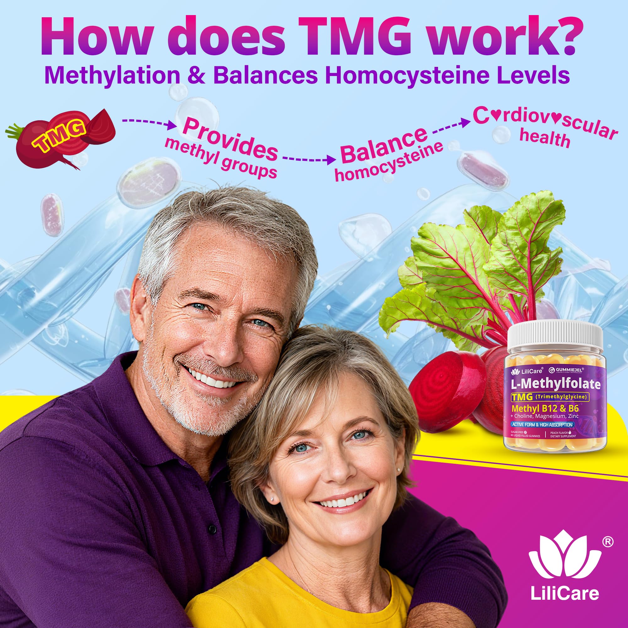 LILICARE gummies being poured suggests simple integration into morning routines.