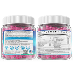 Berry-flavored vegan gummies with omega-3 and vitamin D3 for brain mood support.