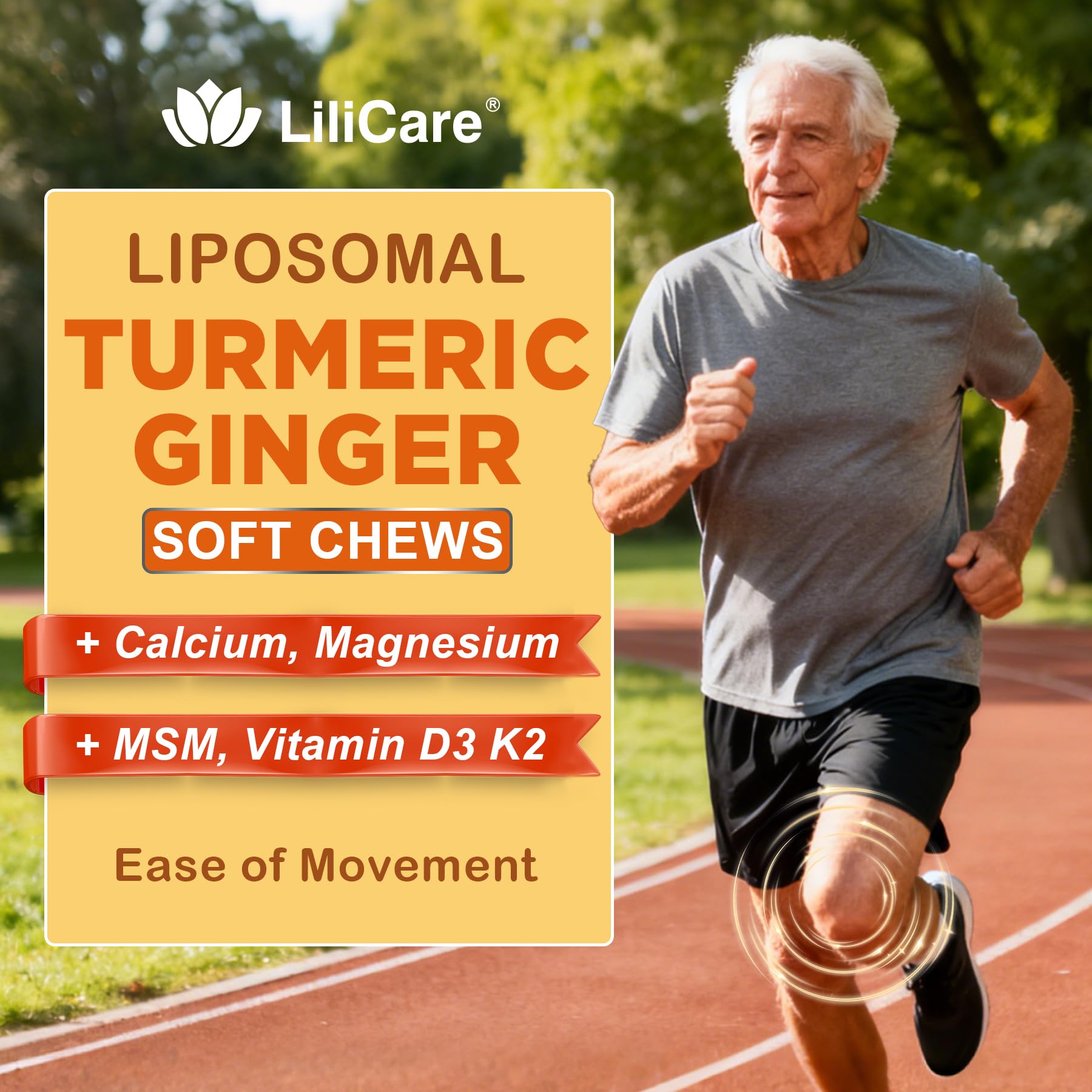LILICARE Liposomal Turmeric Chews ginger and boswellia closeup shows aromatic warmth.