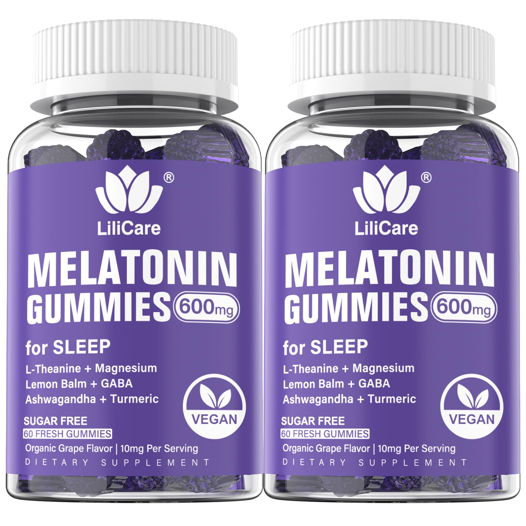 LILICARE Melatonin gummies bottle showing convenient nightly support.